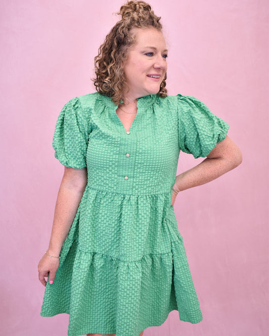 Island Escape Puff Sleeve Mini Dress