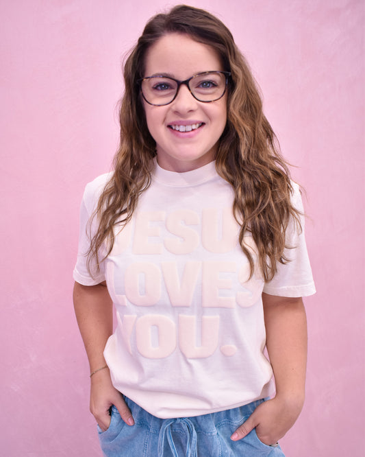 Jesus Loves You Puff Ink Graphic Tee