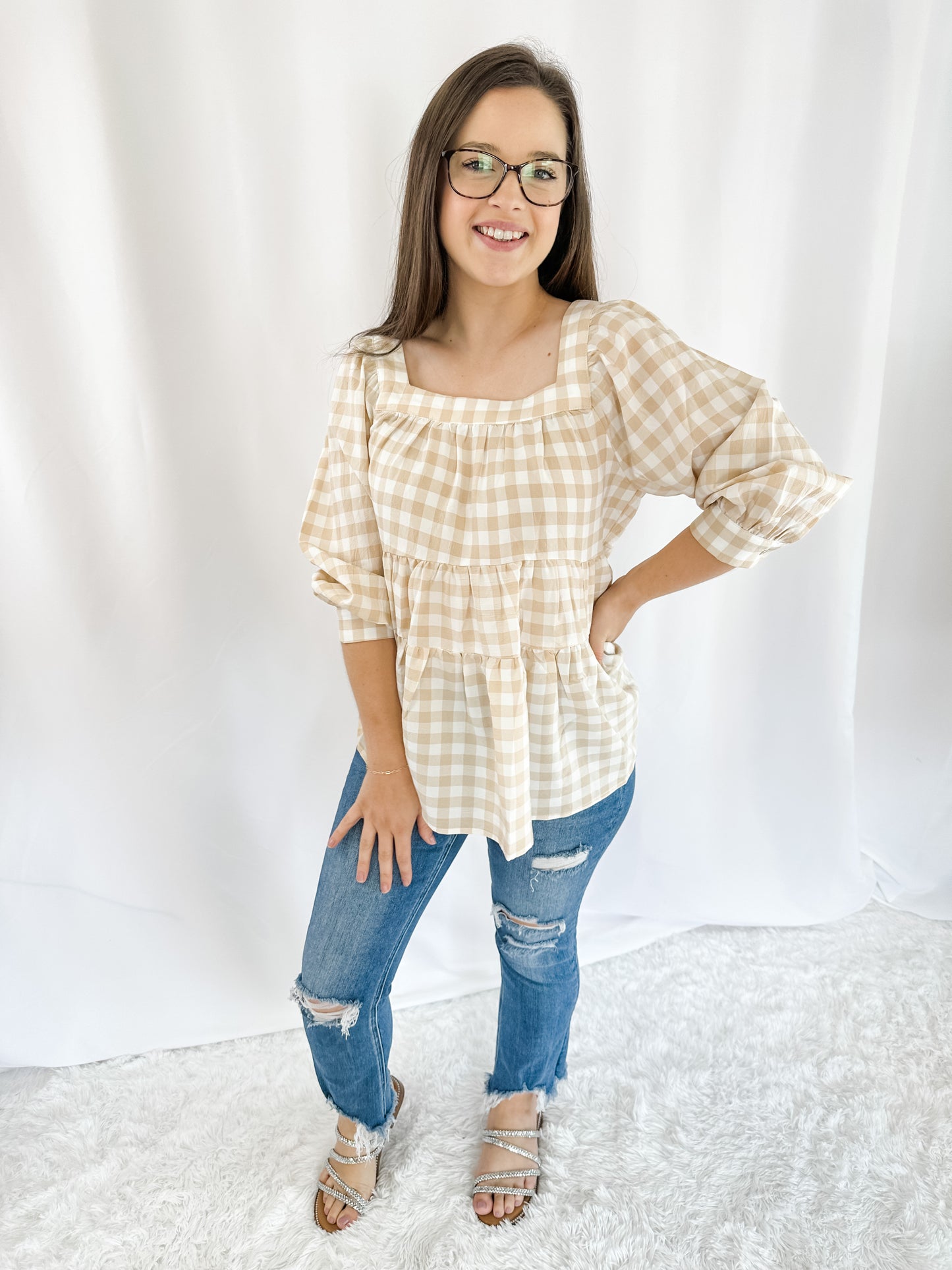 Keep It Up Gingham Top