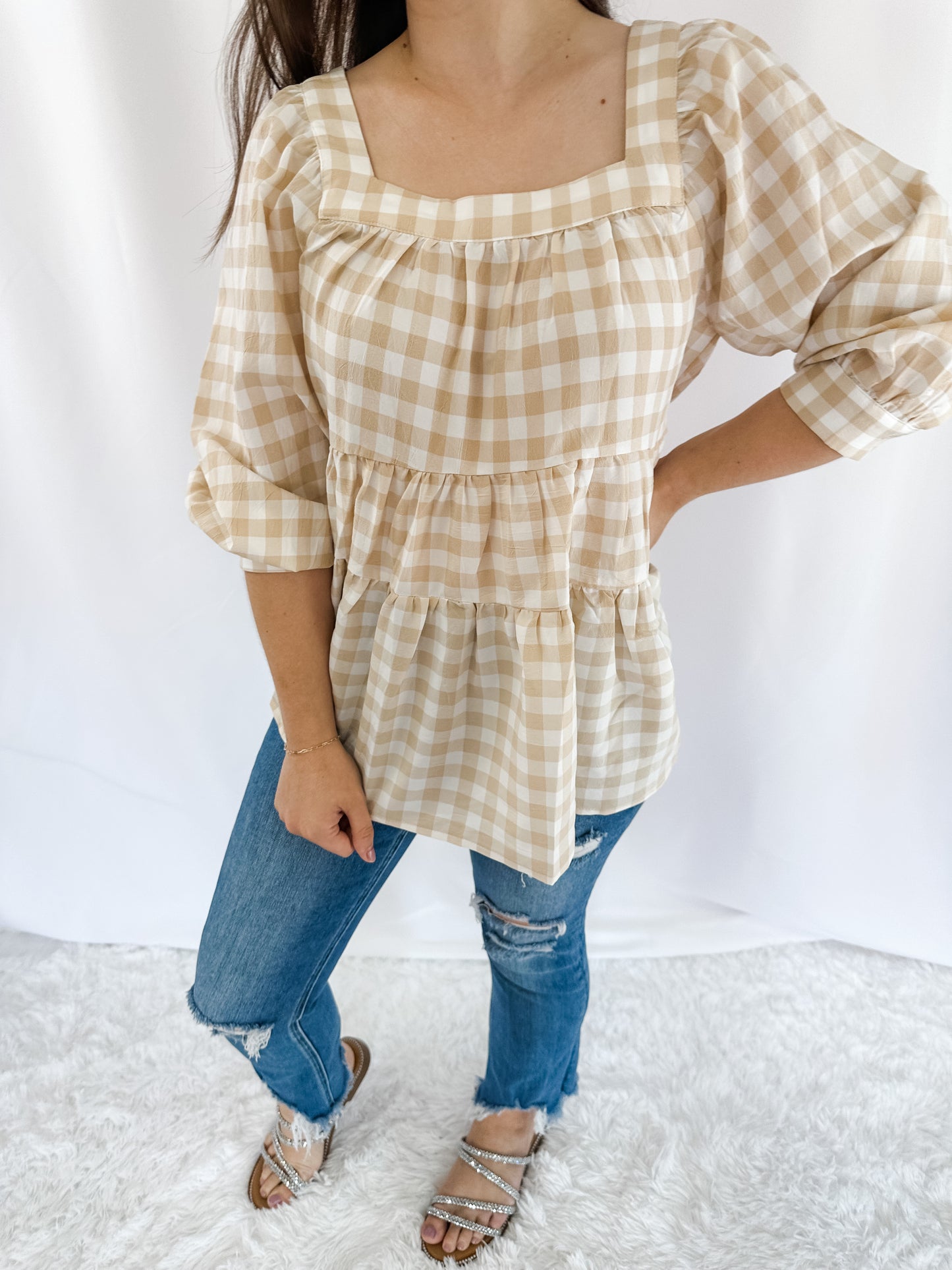 Keep It Up Gingham Top