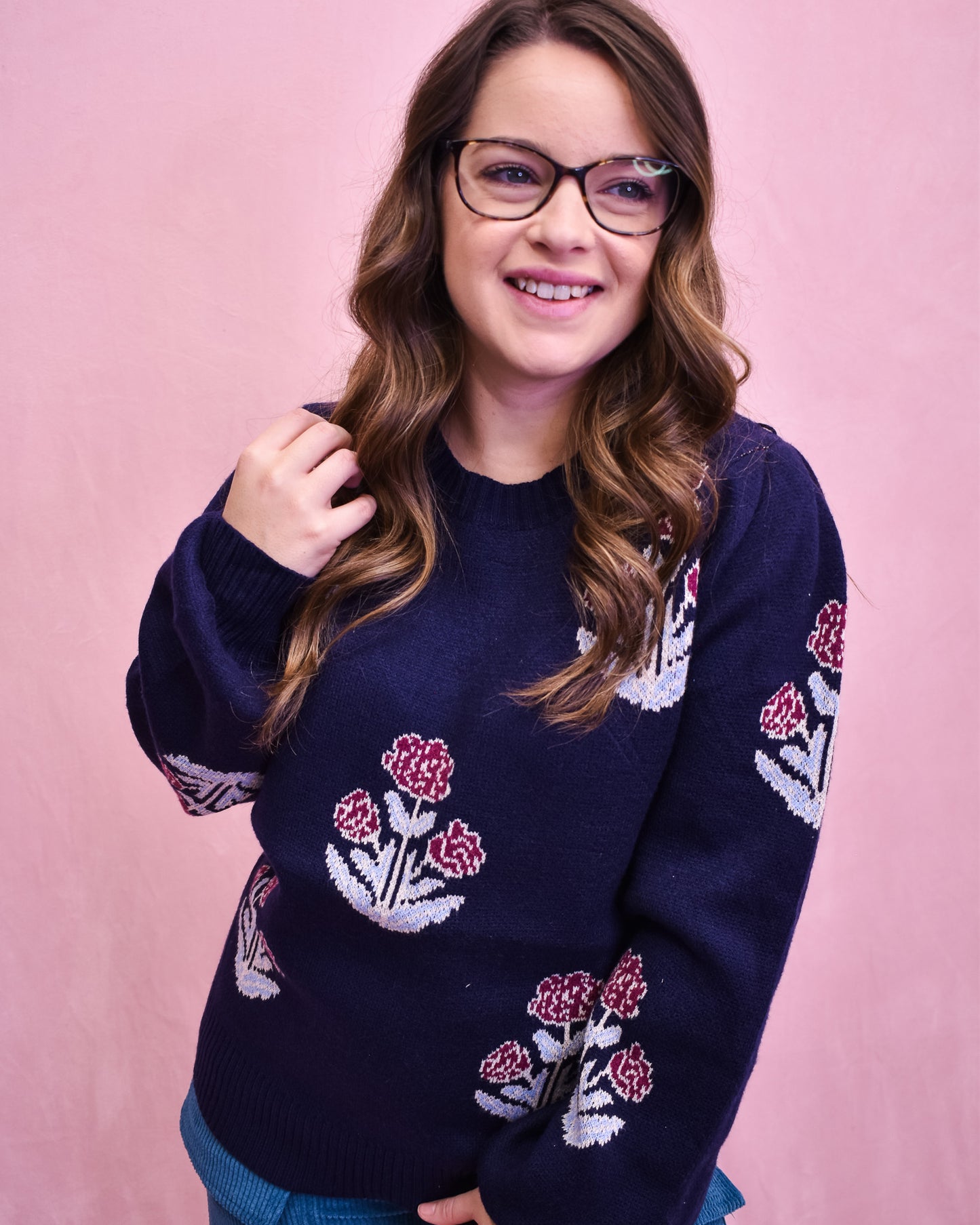 Midnight Frost Blossom Sweater