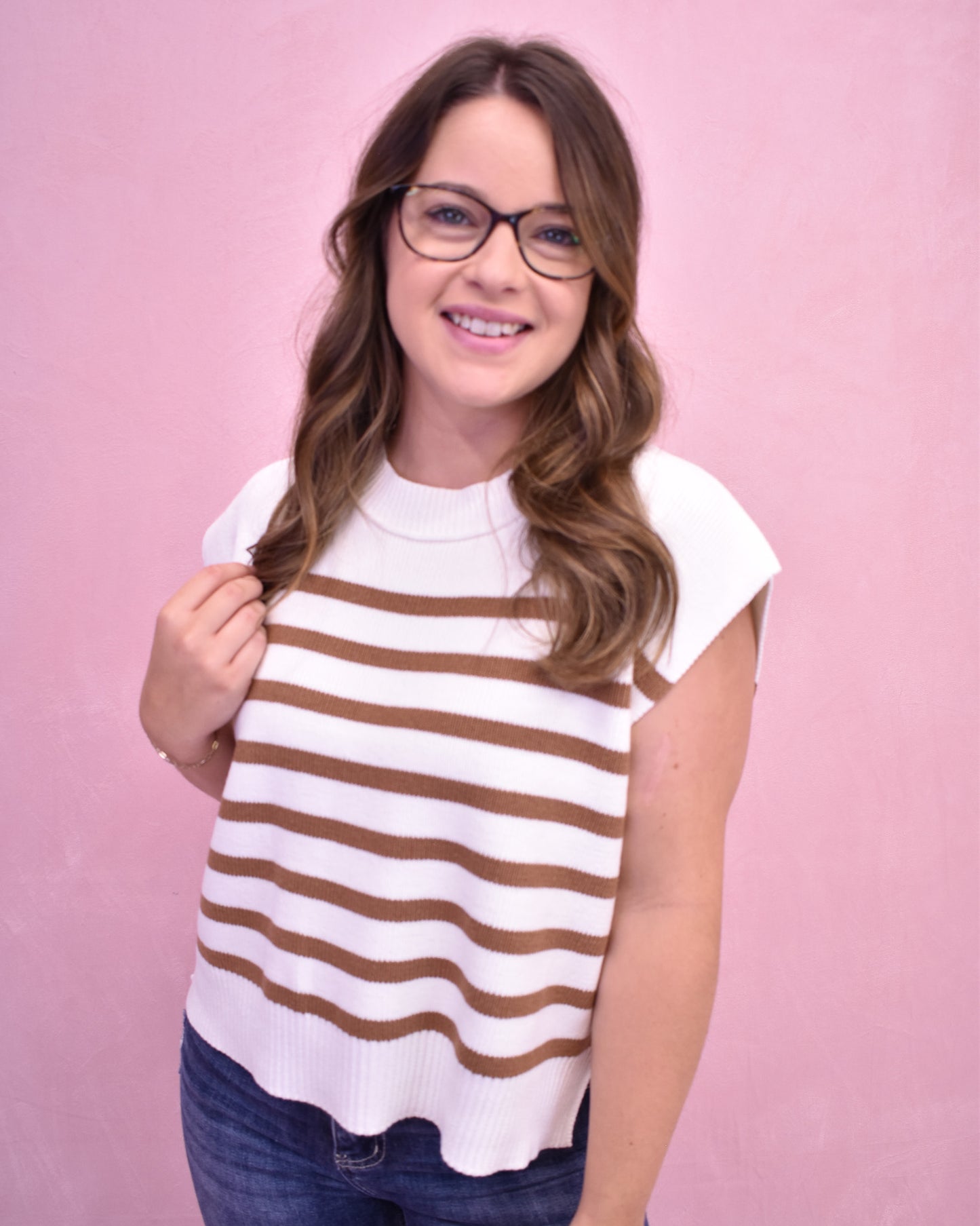 Mocha Latte Stripe Sweater Top