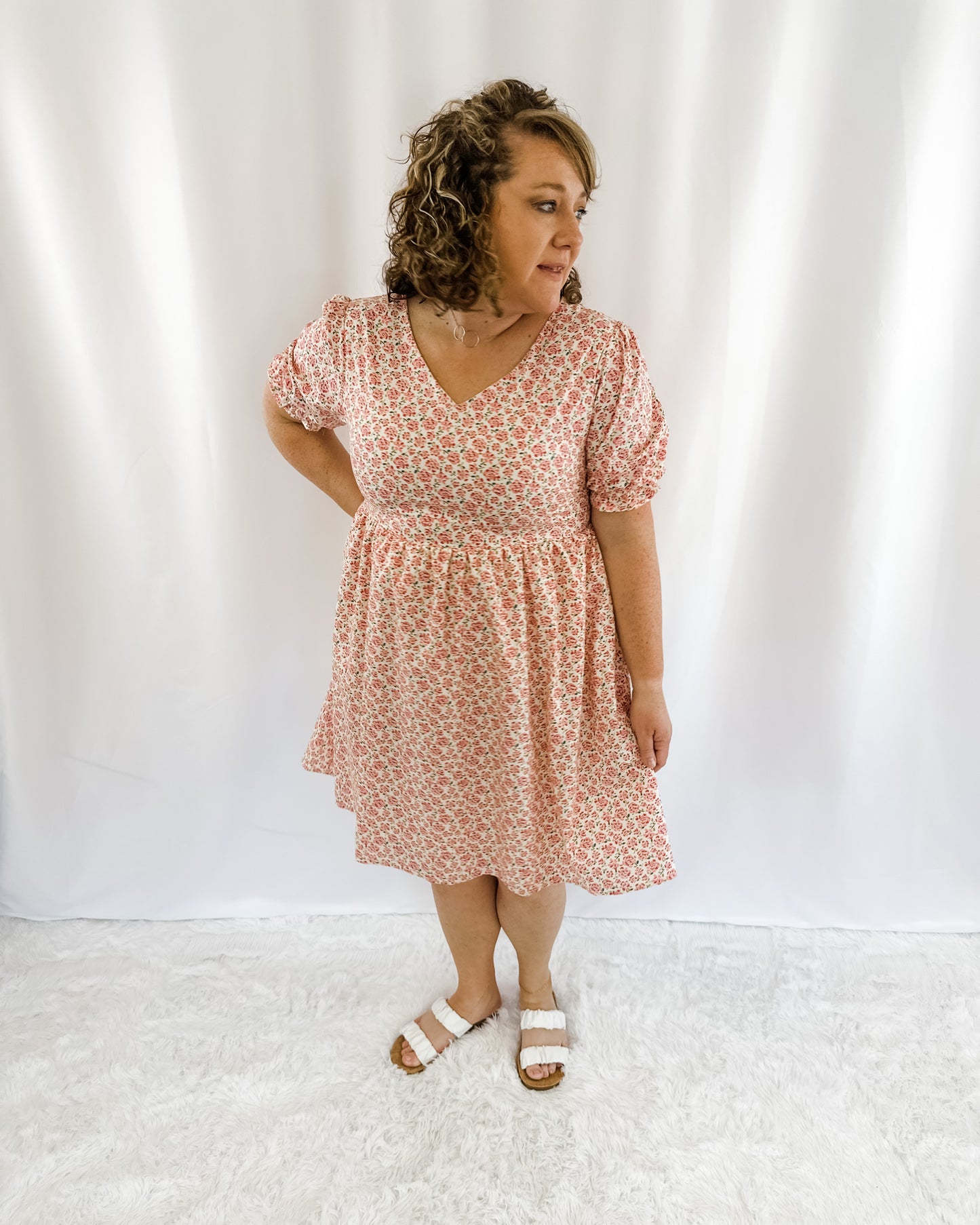 Pretty in Flowers Vneck Dress