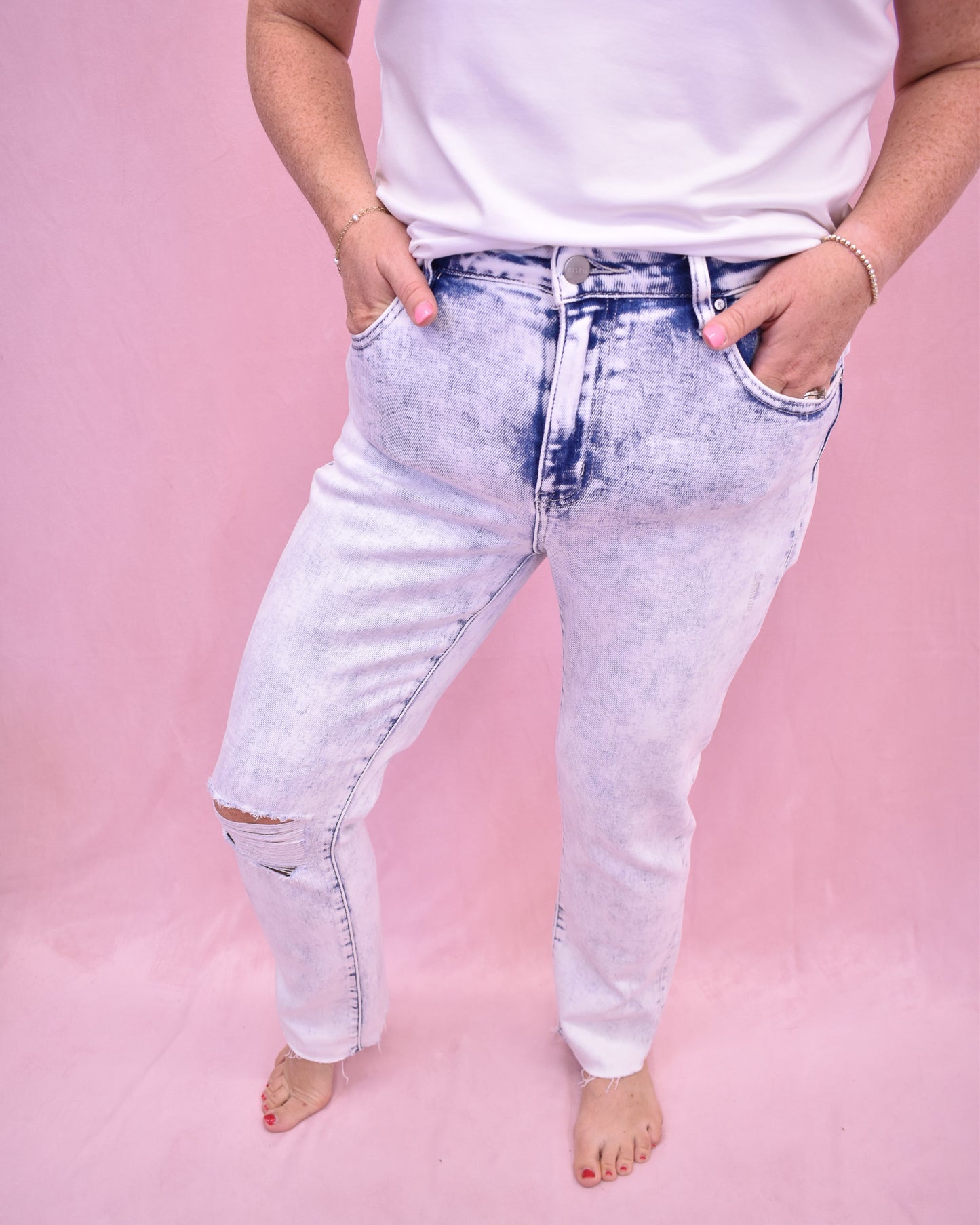 RISEN Crop Skinny Relaxed Jeans