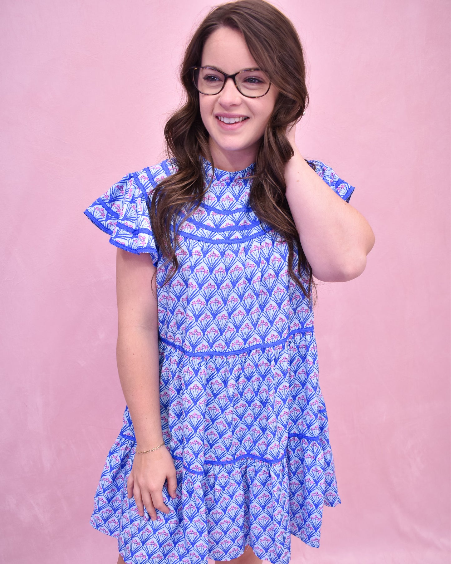 Ruffled Radiance Tiered Cap Sleeve Dress