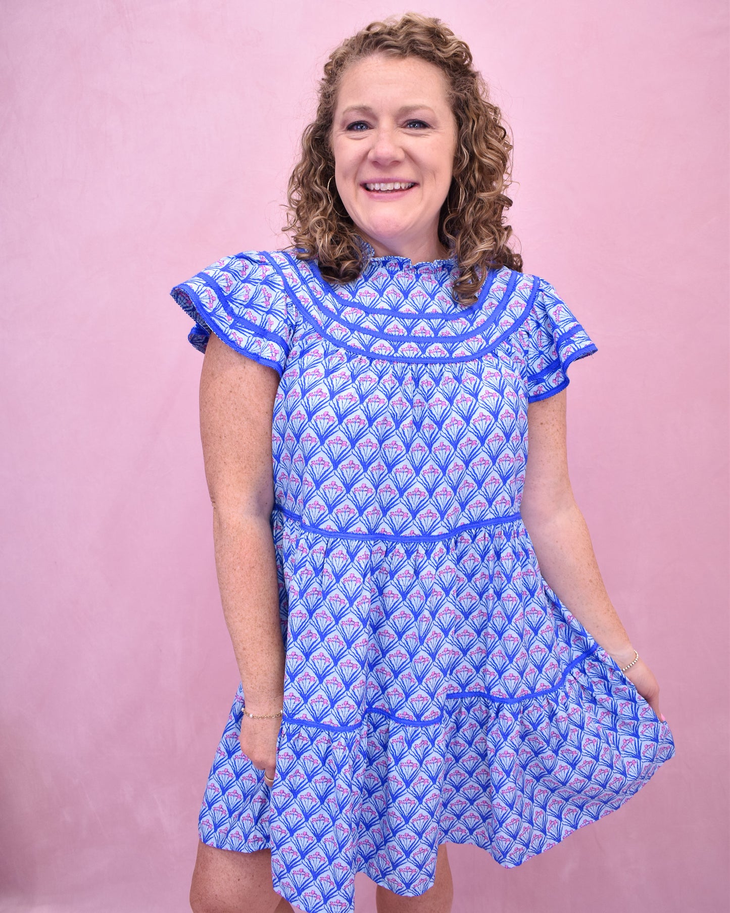 Ruffled Radiance Tiered Cap Sleeve Dress