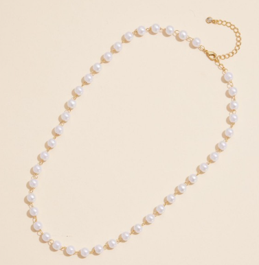 Pearl Beaded Chain Link Necklace