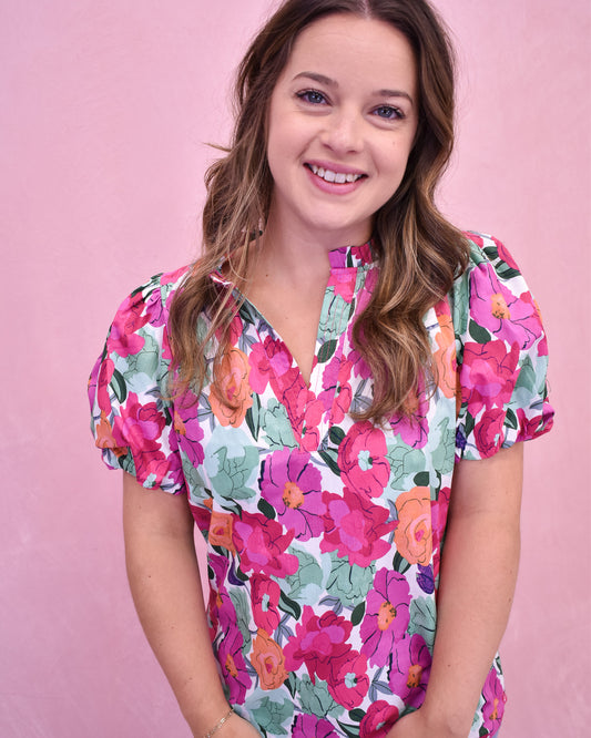 Through The Garden Puffed Sleeve Top