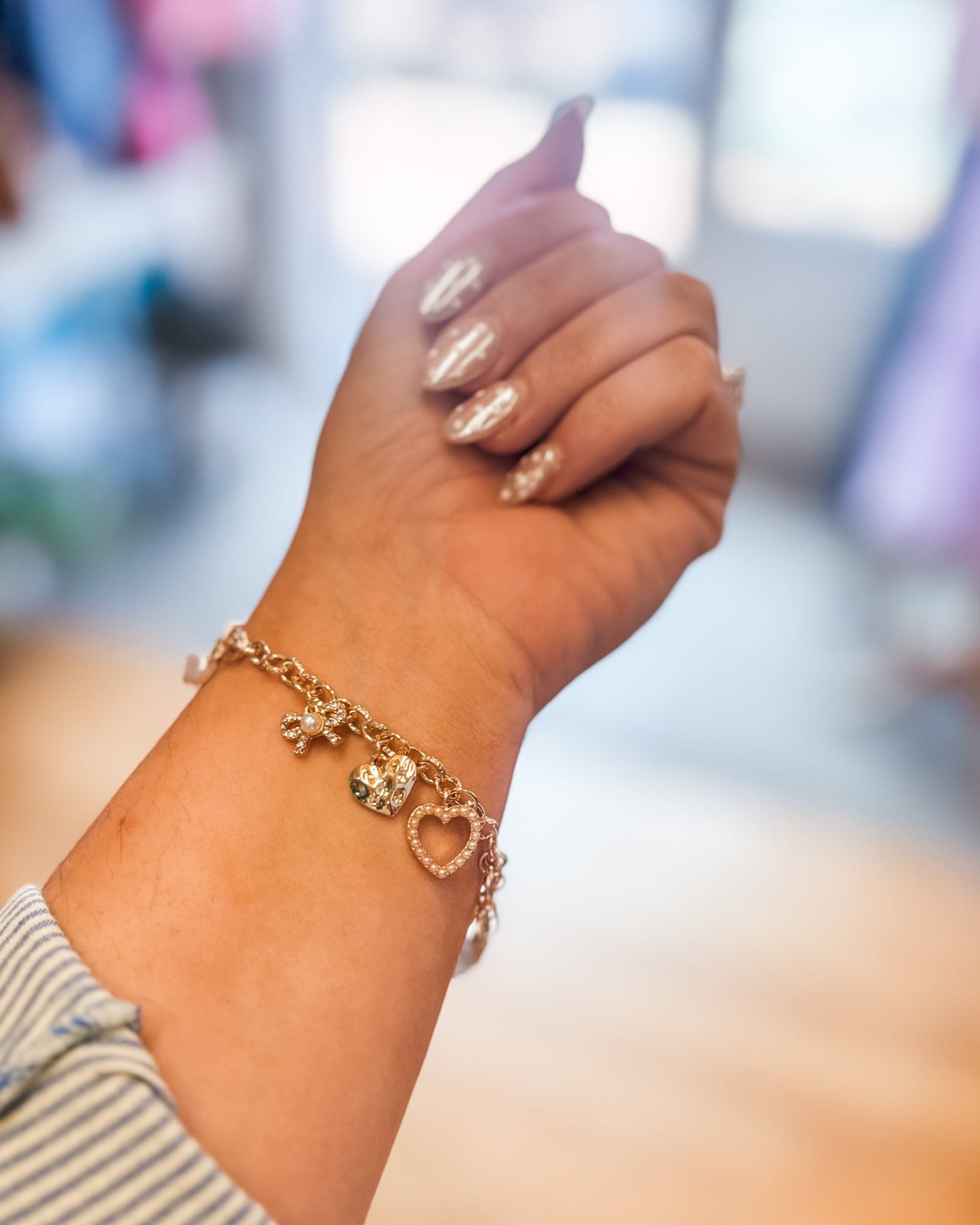 Bow + Heart Charm Bracelet - The Southern Loft