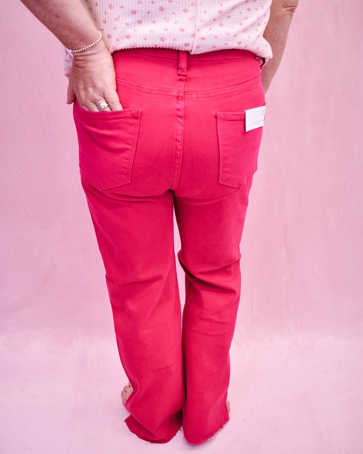 RISEN Raw Hem Side Slit Jeans - The Southern Loft