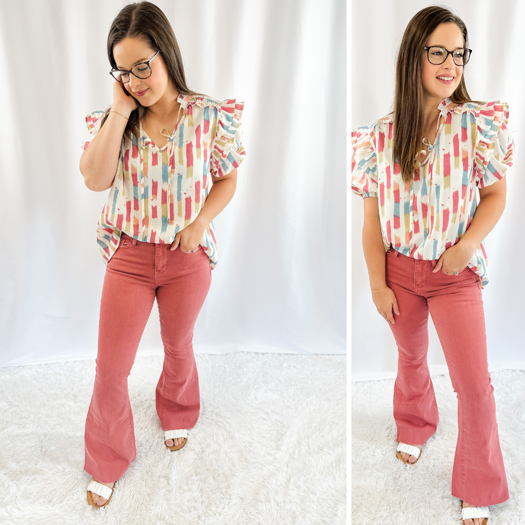 Trend Setter Ruffle Sleeve Top