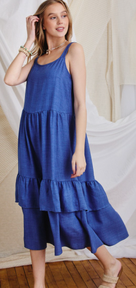 Solid Tiered Midi Dress