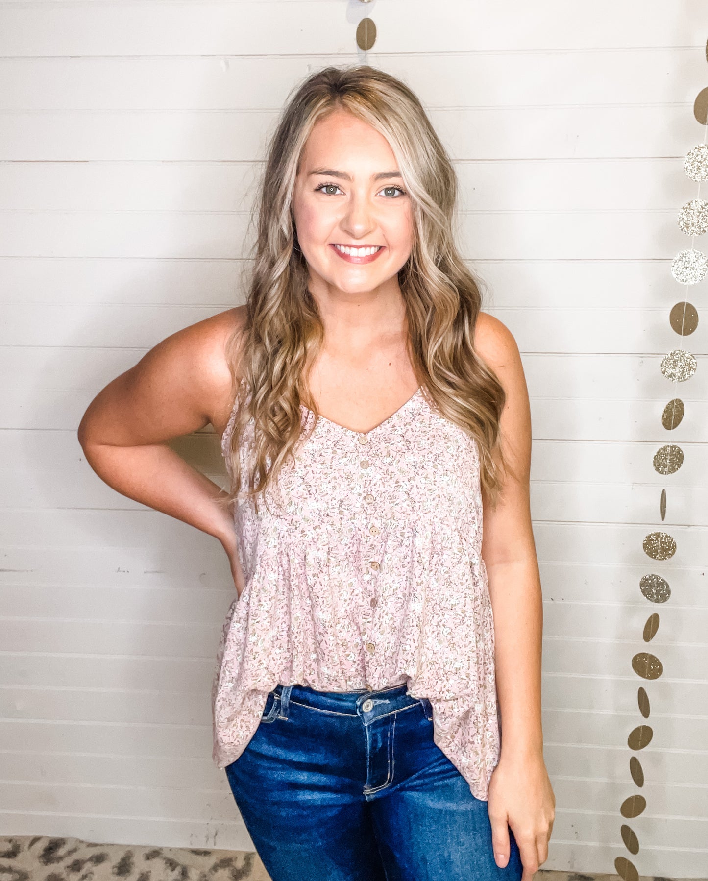 Button Down Darling Floral Tank