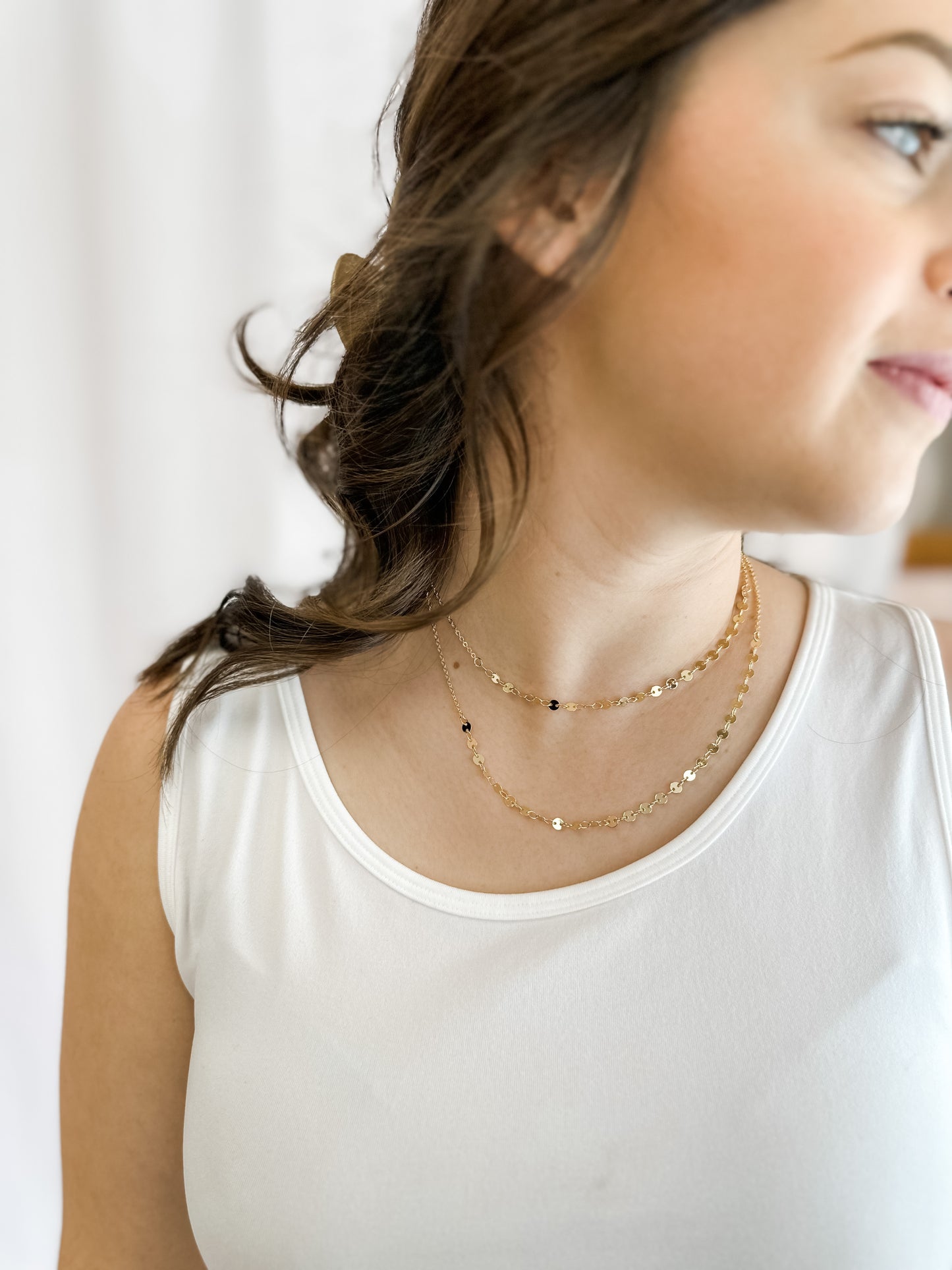 Gold Disk Layered Necklace