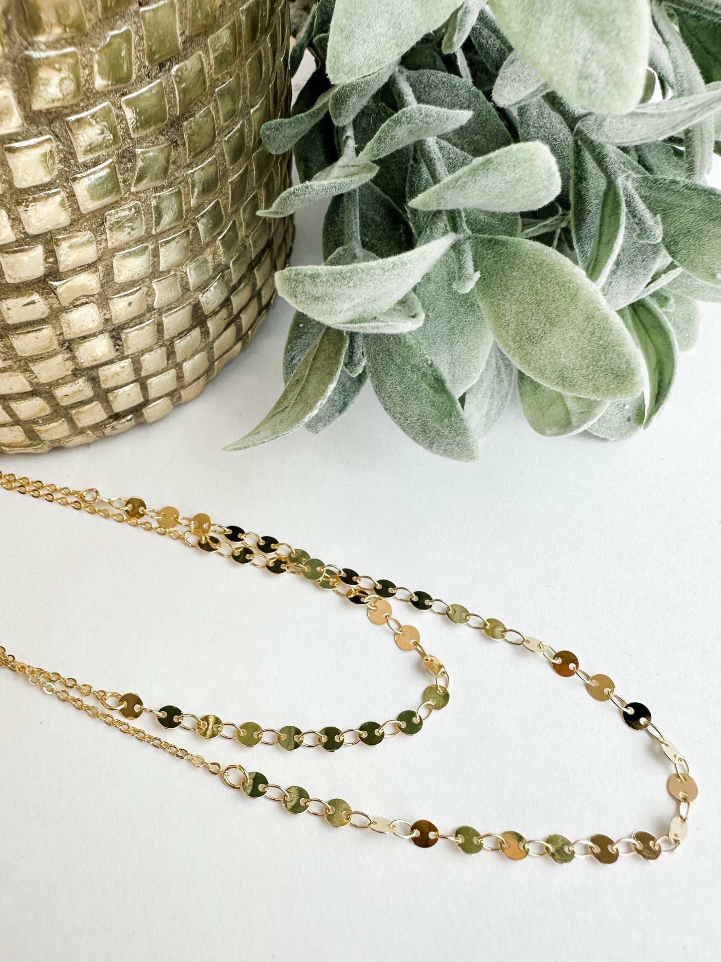 Gold Disk Layered Necklace
