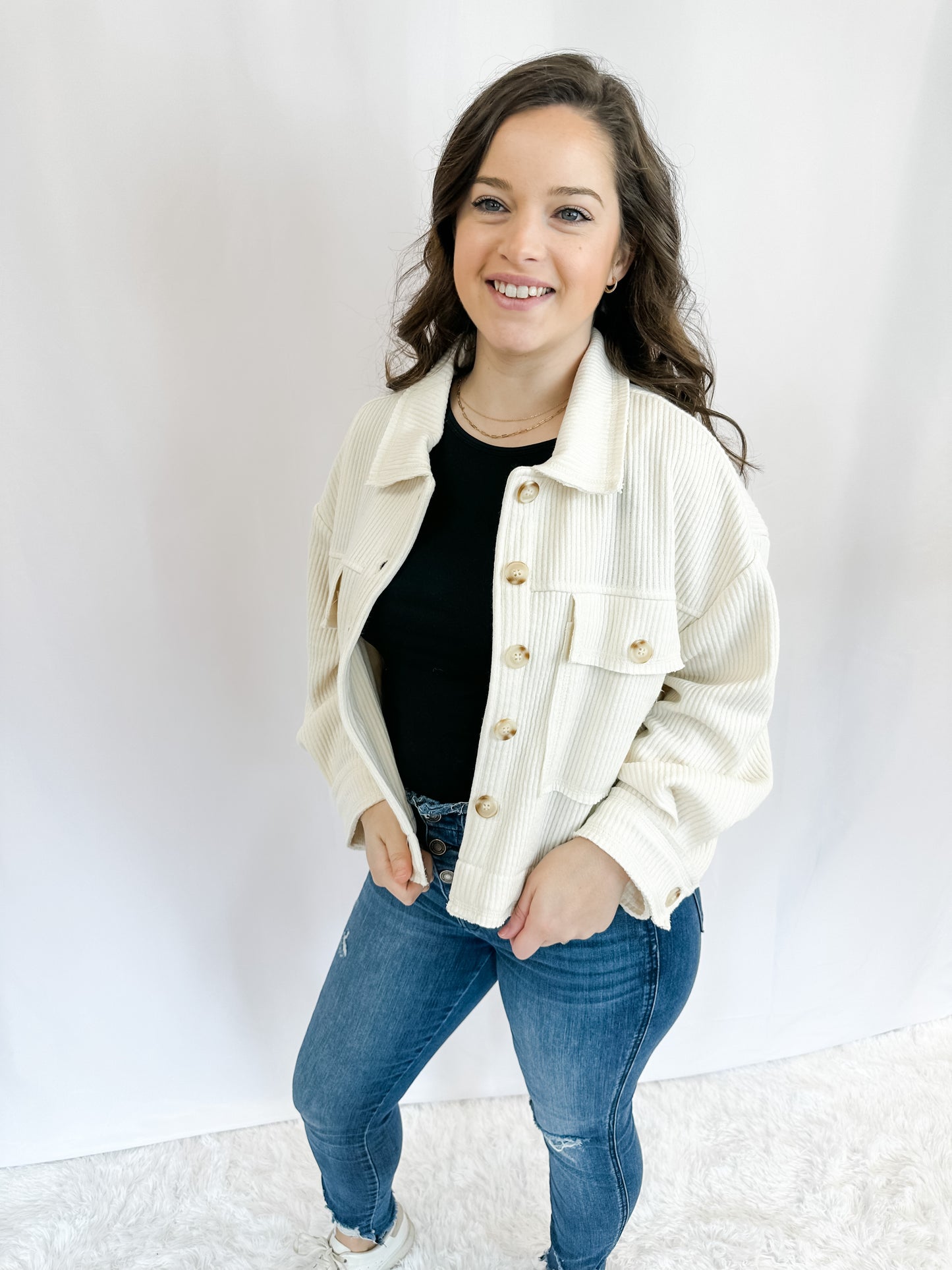 Simple Trends Crop Shacket