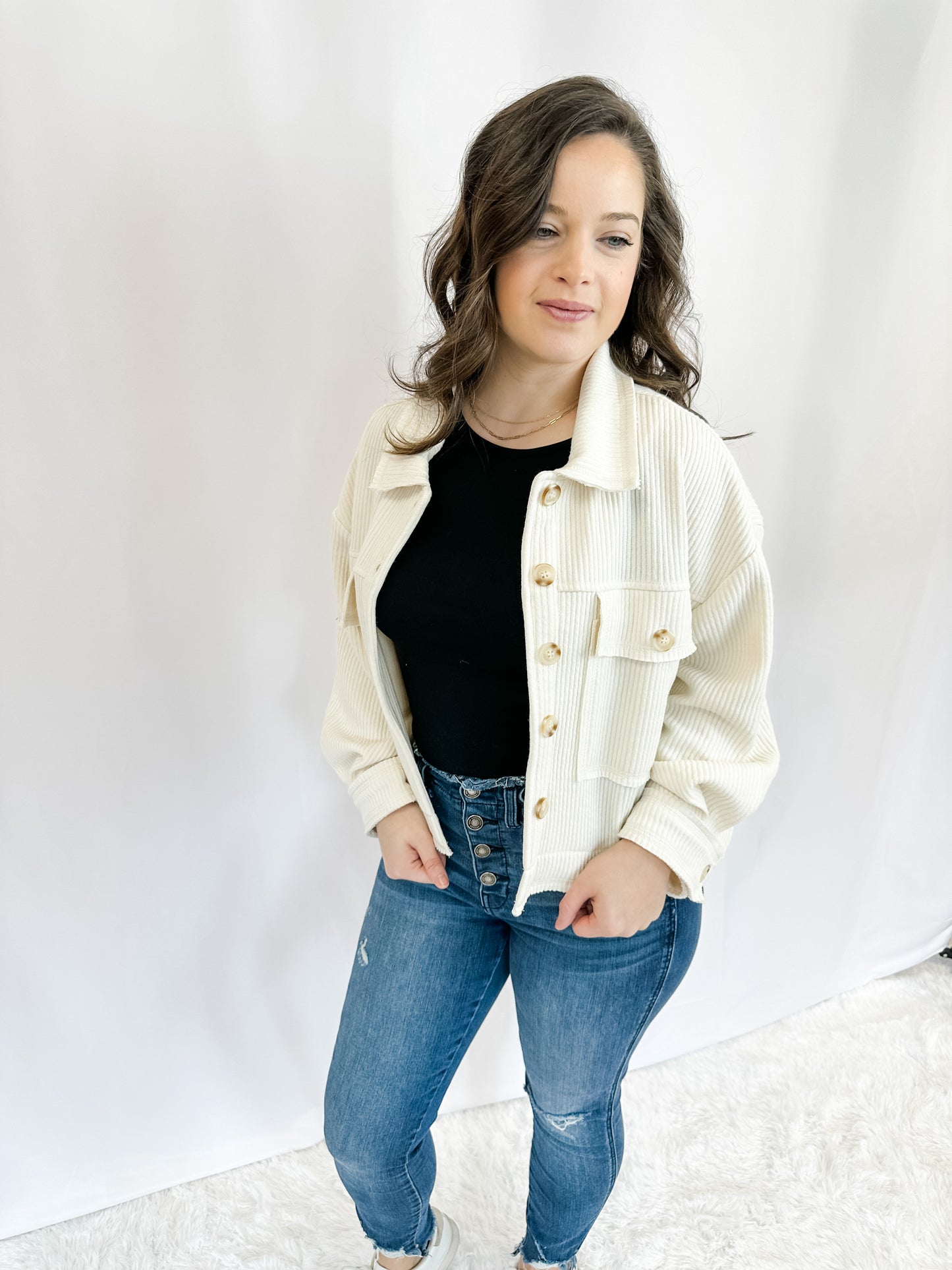 Simple Trends Crop Shacket