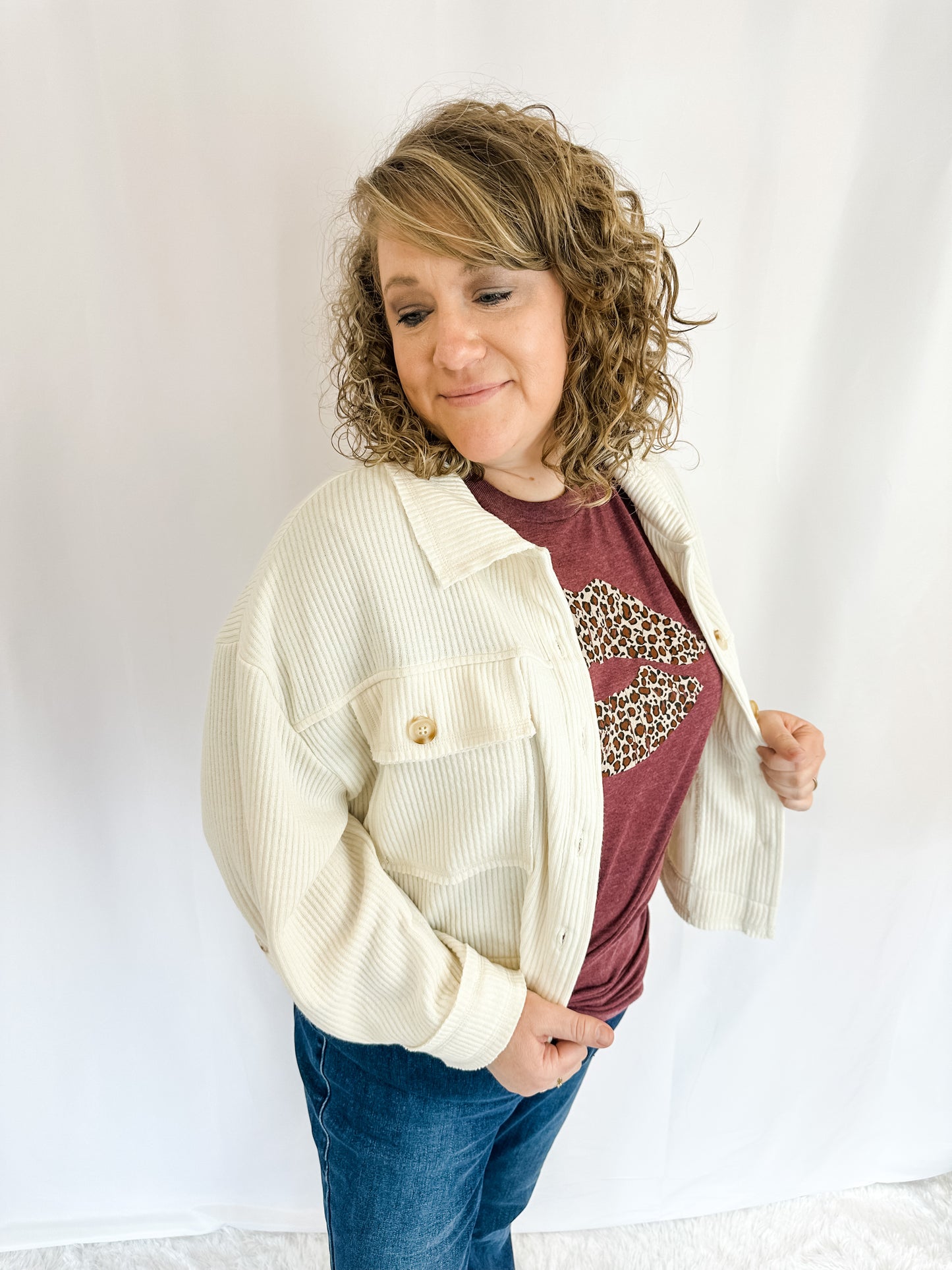 Simple Trends Crop Shacket