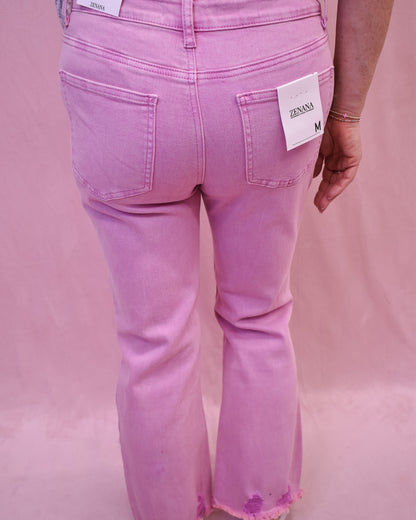 light pink denim with distressing