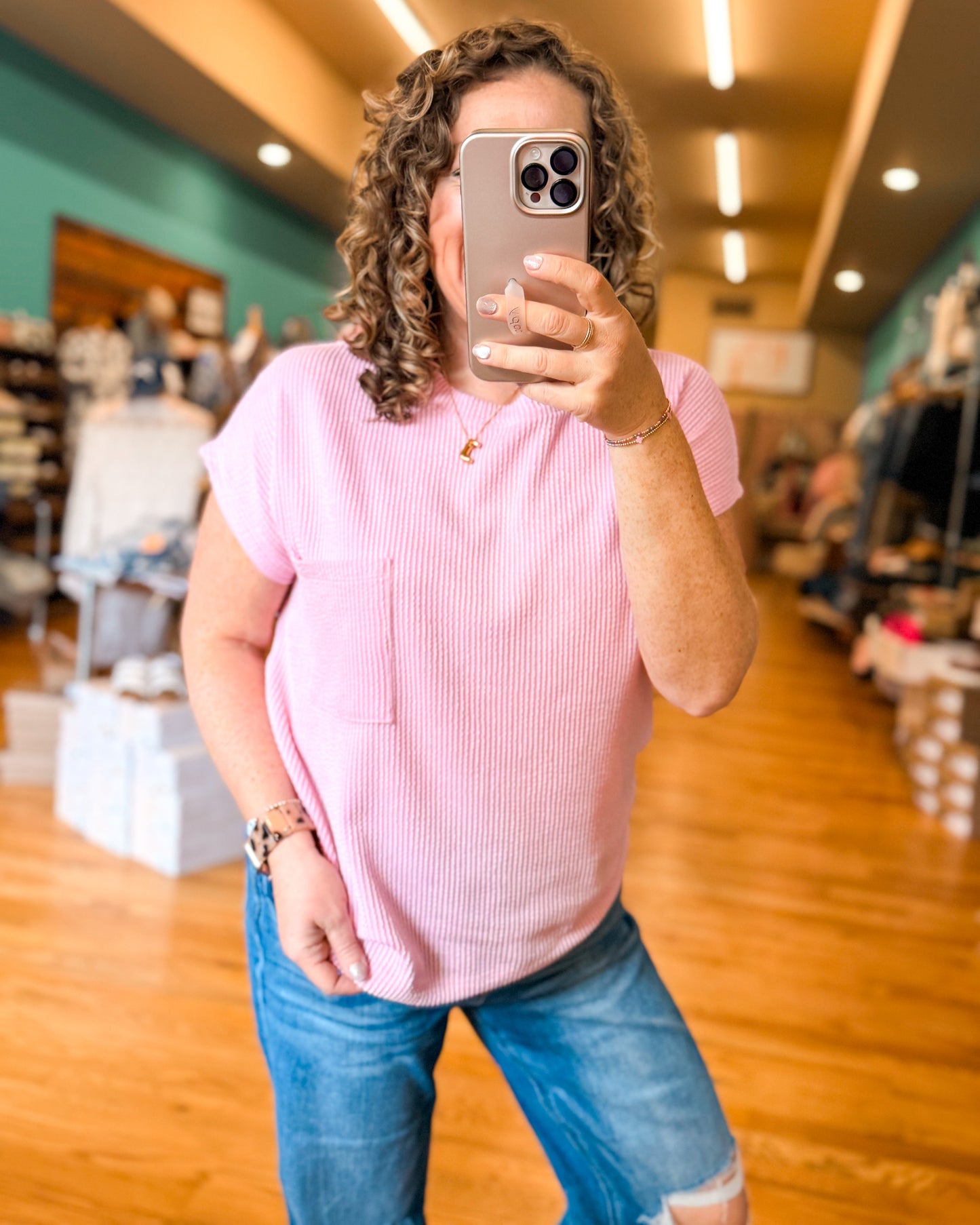 Blushing Babe Ribbed Knit Top