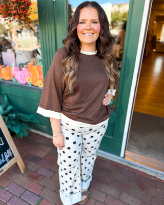 Cafe Polka Dot Wide Leg Jeans