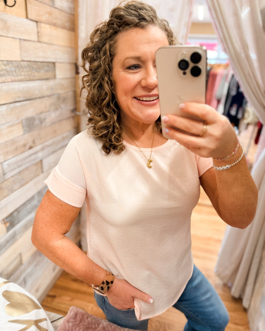 Light Pink Short Sleeve Lightweight Top