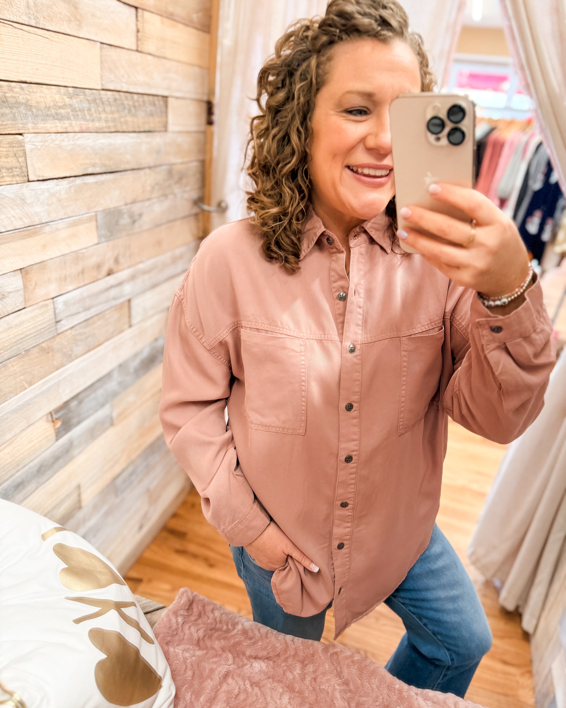 Long Sleeve Button Front Jacket Top