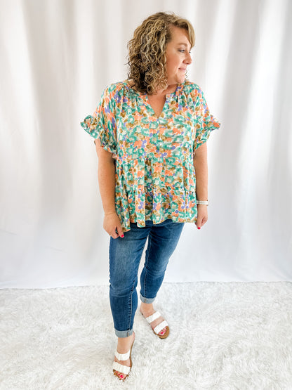 Chase The Wind Mixed Print Top