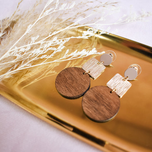 Standing Tall Wooden Circle Earrings