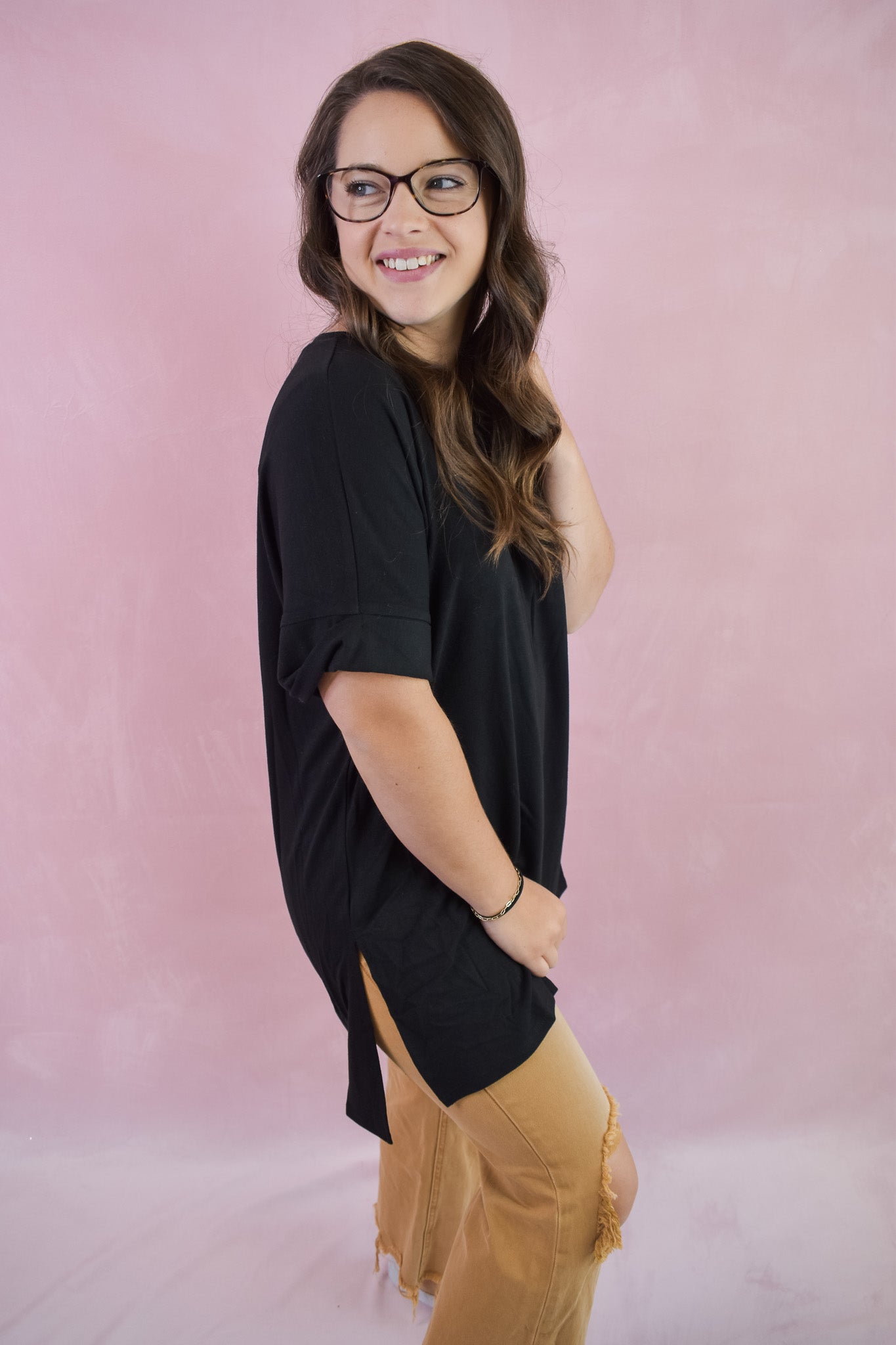 Short Sleeve Basic Boyfriend Top