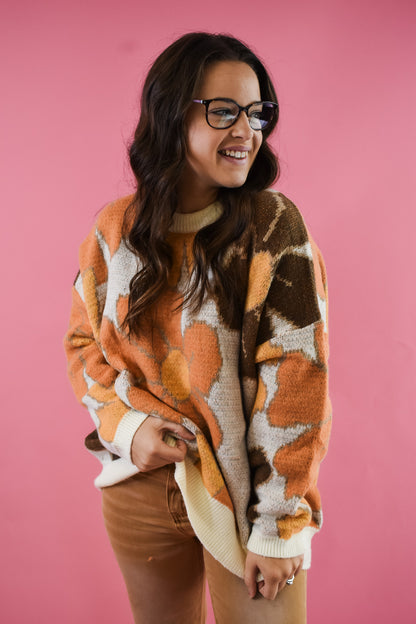 Win My Heart Flower Pattern Sweater