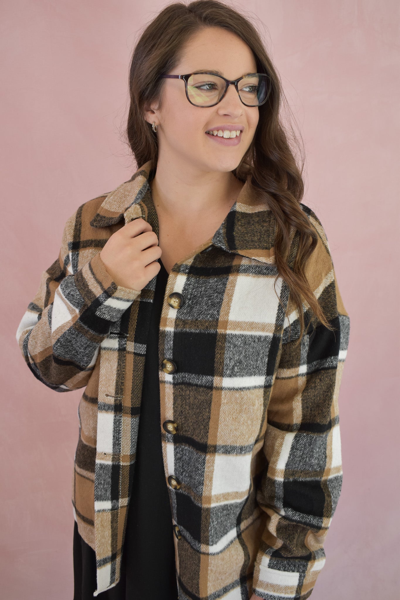 In Due Time Brushed Plaid Shacket