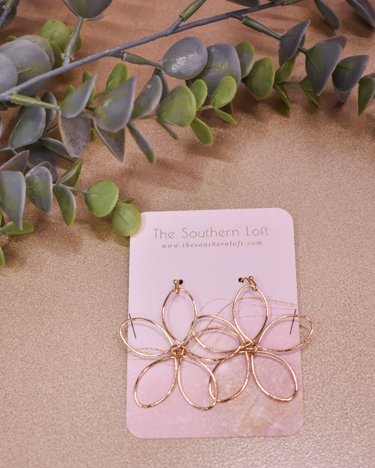 Twisted Metal Flower Earrings