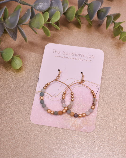 Dainty Circular Stone Drop Earrings