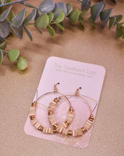 Wood Square Link Wire Earrings