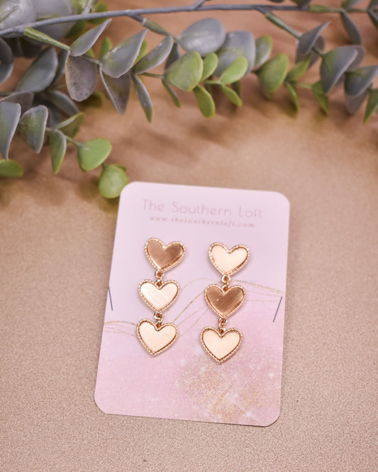 Linear Heart Dangle Metal Earrings