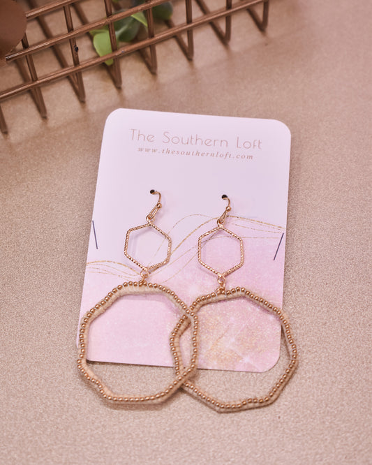 Double Color Octagon Drop Earrings