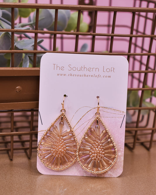 Glass Raffia Teardrop Earrings