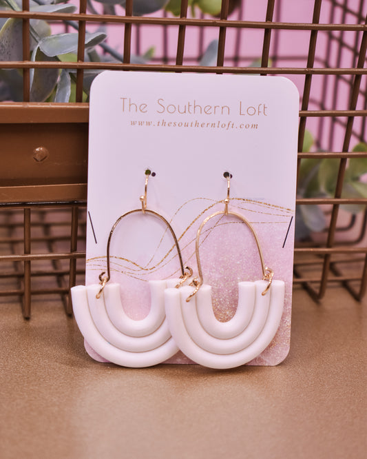 3 Row Half Oval Clay Earrings