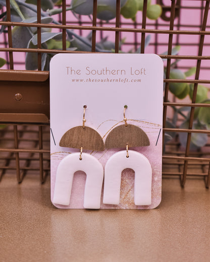 Clay Arch & Half Moon Drop Earrings