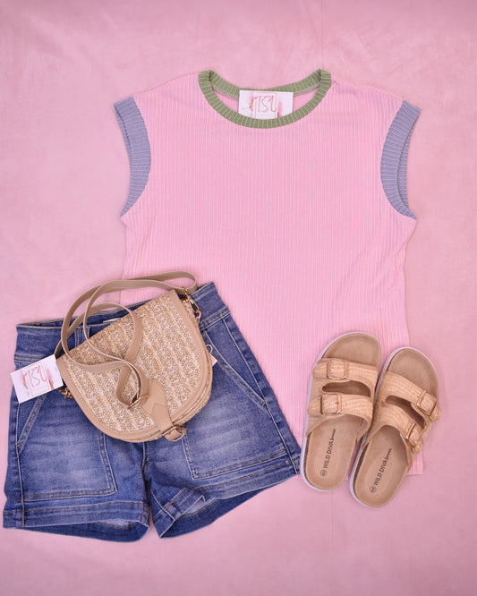Sunset Color Pop Crew Neck Top