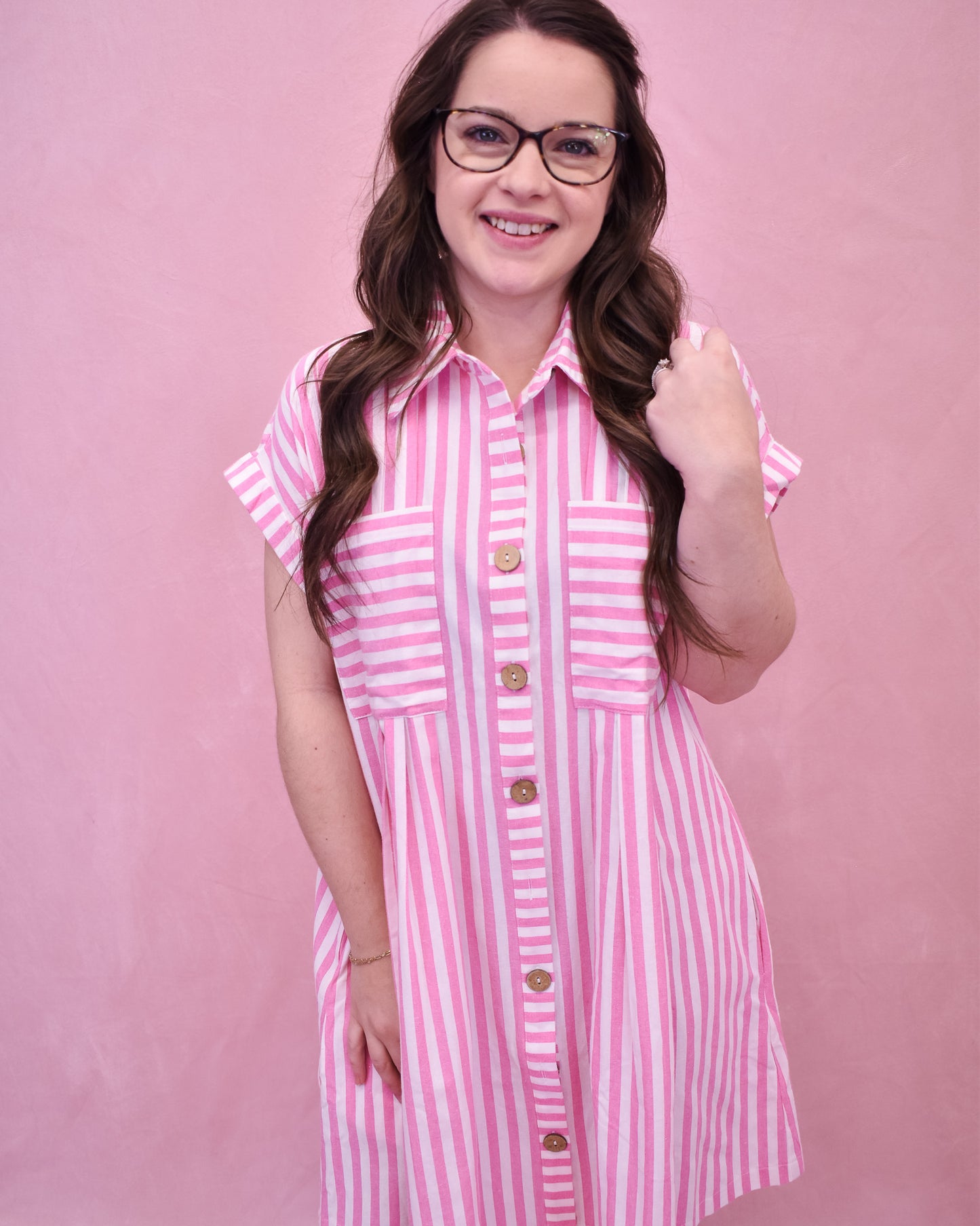Full Of Love Button Down Tunic Dress