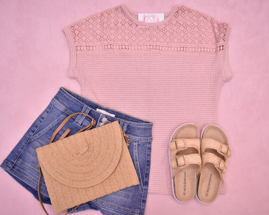Beach Brunch Babe Waffle Knit Tunic