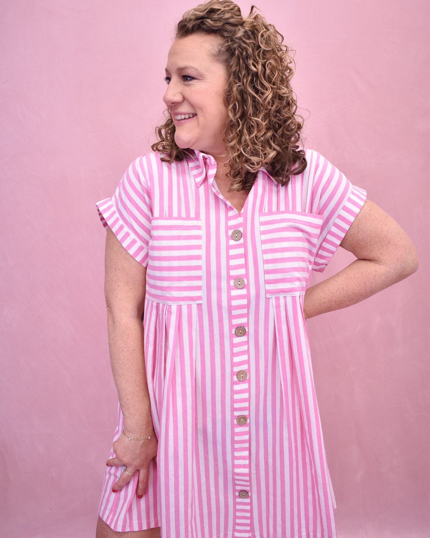 Full Of Love Button Down Tunic Dress