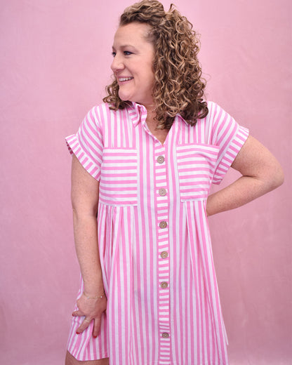 Full Of Love Button Down Tunic Dress