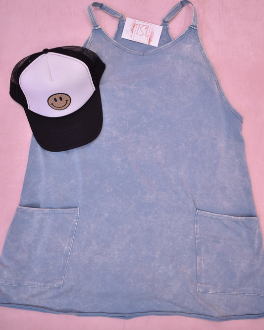 On The Daily Acid Wash Romper Dress