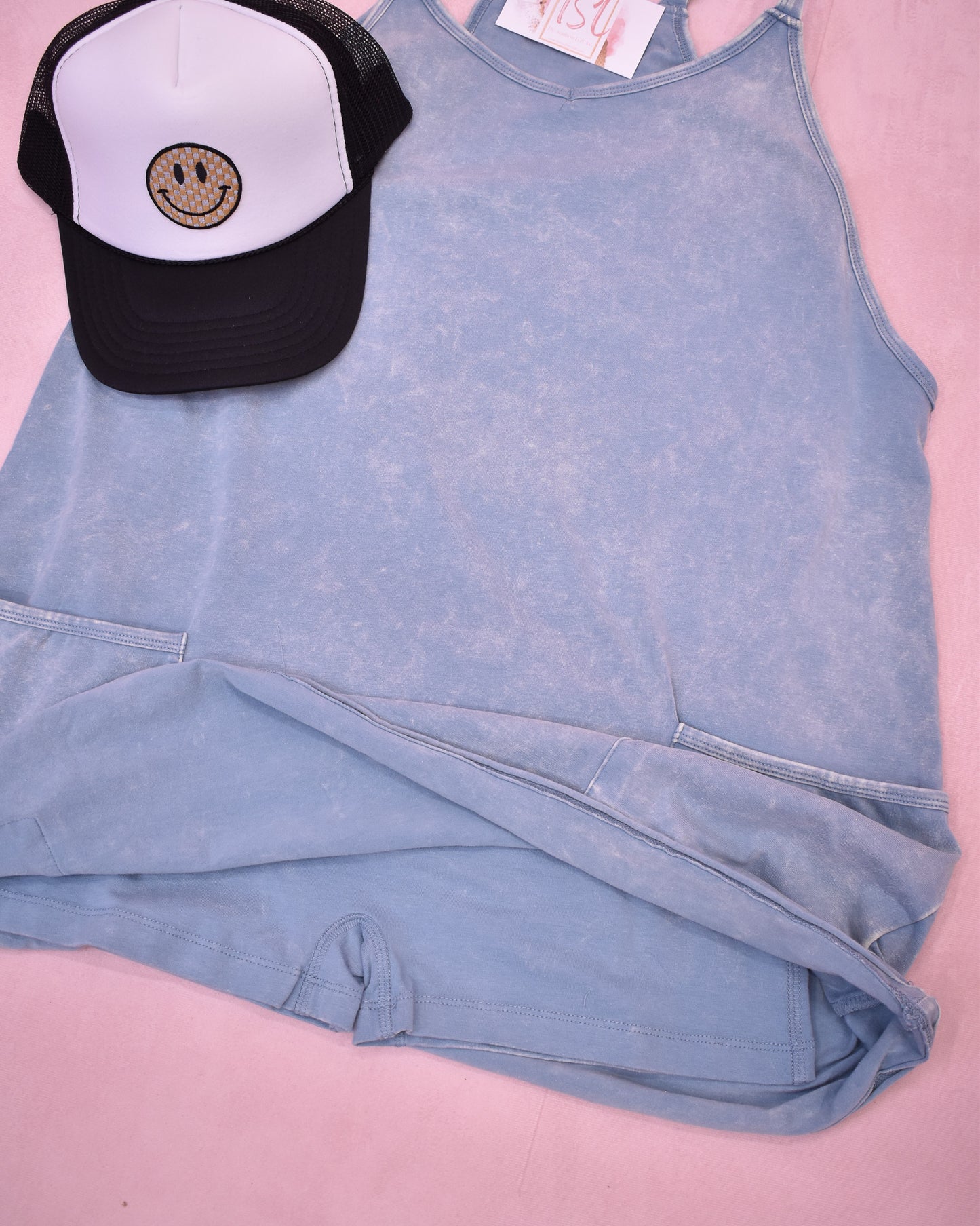 On The Daily Acid Wash Romper Dress