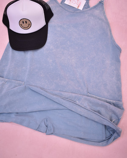 On The Daily Acid Wash Romper Dress