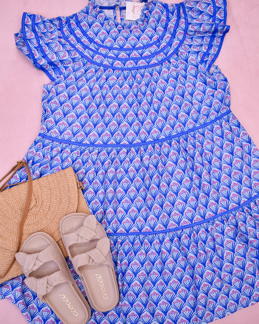 Ruffled Radiance Tiered Cap Sleeve Dress
