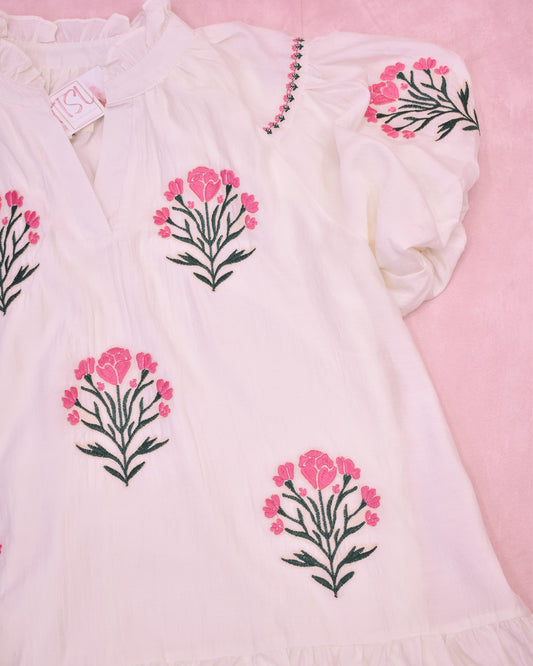 Embroidered Eden Mini Floral Dress